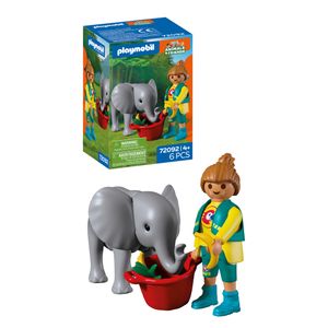 Playmobil Animals & Friends Zoo Baby Elephant & Zookeeper (6 Pieces)